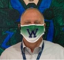Mr. Keener, sporting a classic Woodgrove mask.