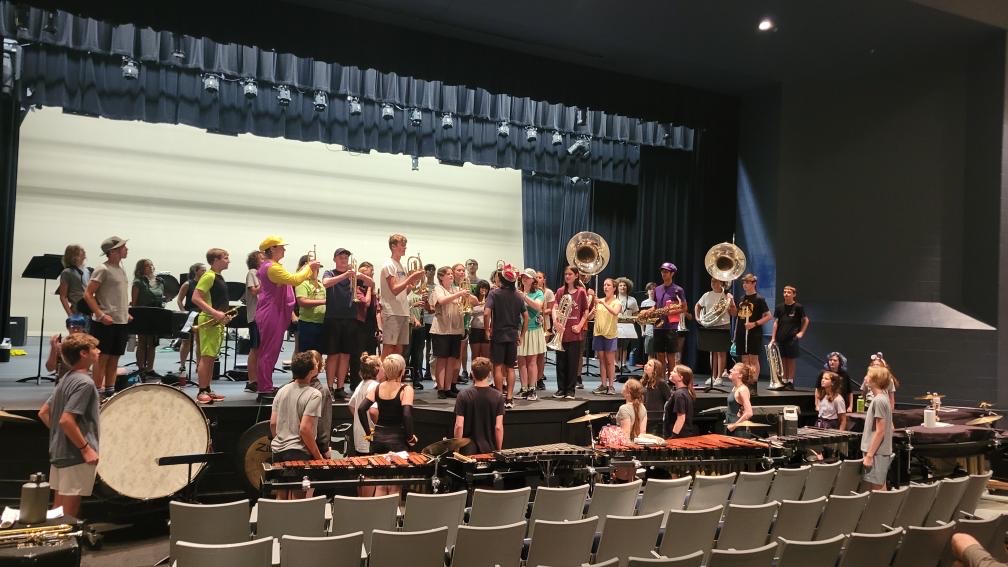 The Marching Band practicing their music during Band Camp. Photo provided by Nathan Nocon.