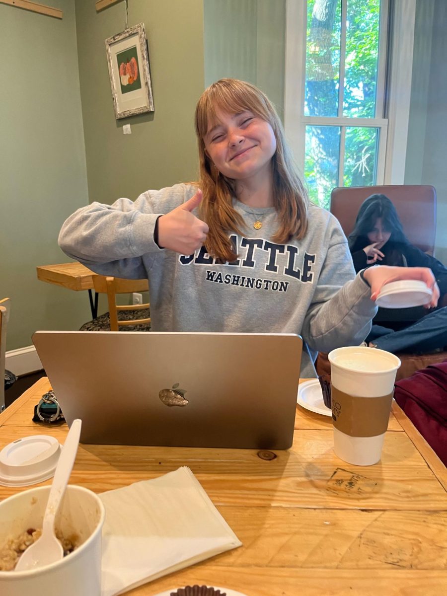 Hannah Rayburn studies at Doppio Bunny. Picture provided by Ashley Rayburn.
