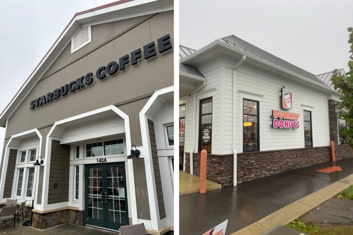 The outside of the Purcellville Starbucks and the outside of the Purcellville Dunkin. Photos provided by Augusta Beekman.