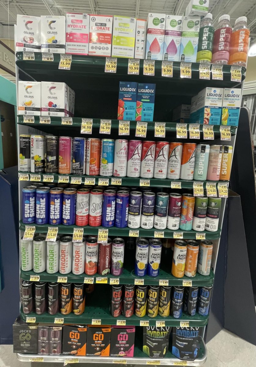 Energy Drinks displayed in a grocery store. Photo provided by Augusta Beekman.