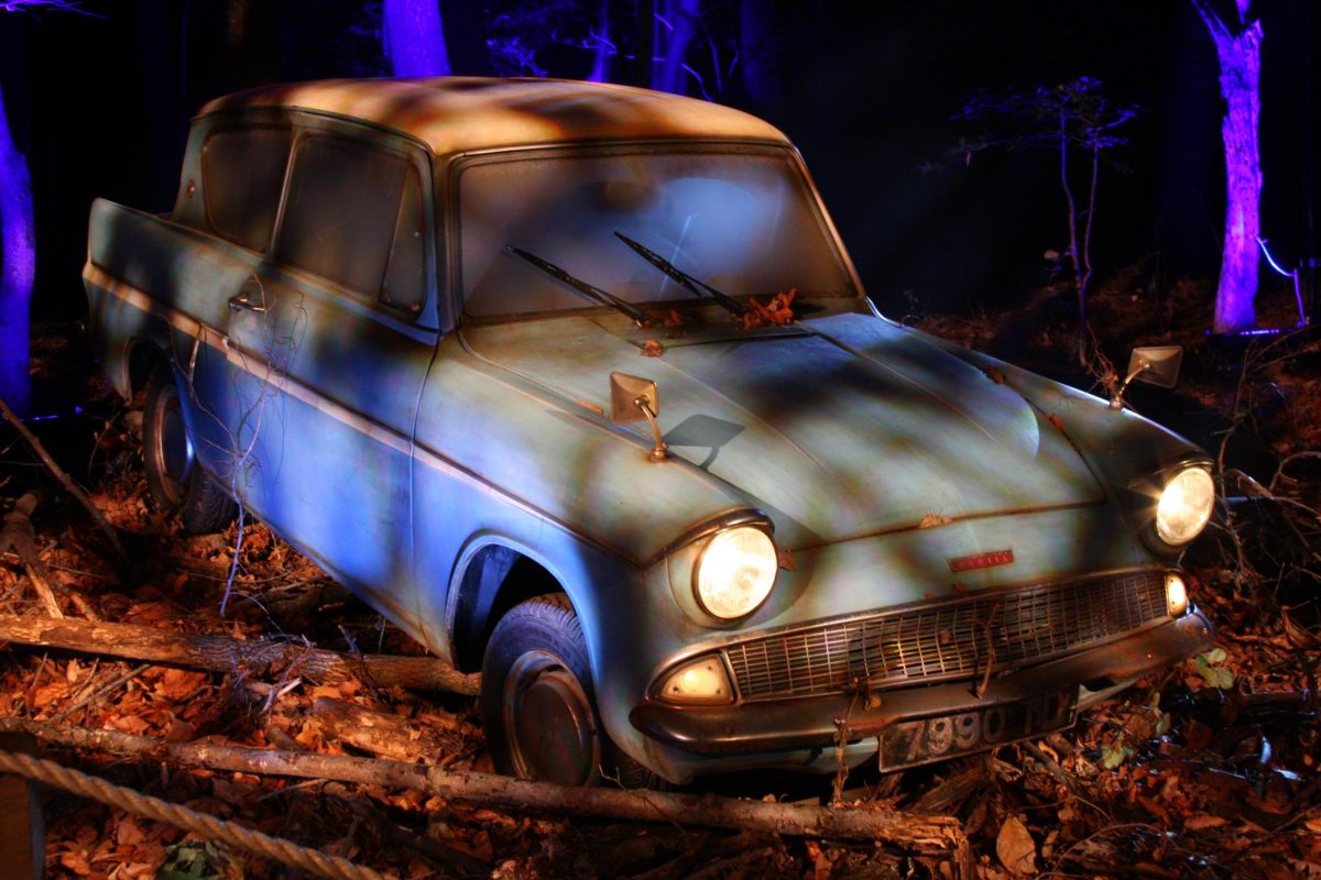 Replica of the Weasley family’s flying Ford Anglia featured in the "Harry Potter and the Chamber of Secrets" section of the trail. Photo provided by Honor Watson. 