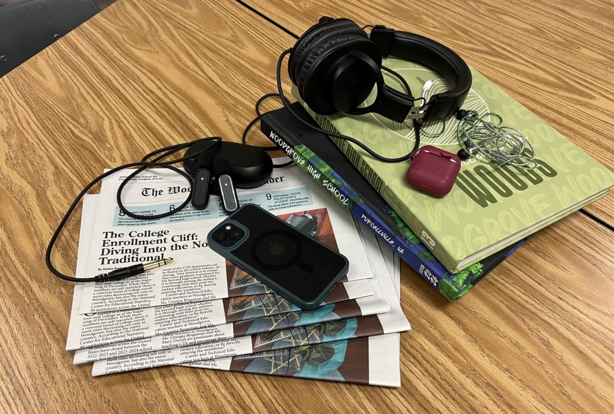 Supplies found in the journalism classroom at Woodgrove High School. Photo provided by Iza Piatkowski.