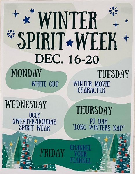 Winter spirit week poster made by the SCA. Photo provided by Ashley Rayburn.