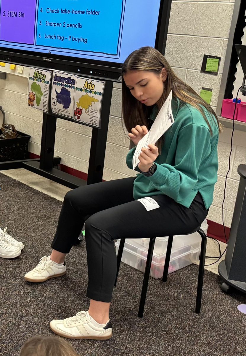 Lyla Seneca leading morning time in her third grade classroom at Kenneth Culbert. Photo provided by Traci Dougherty.