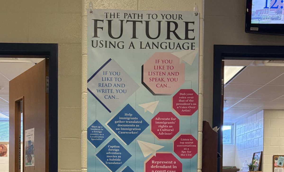 A poster on potential opportunities available to those with a second language. Photo provided by Jennie-Kate Hannis.