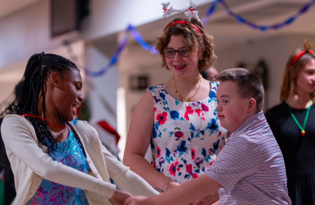 Woodgrove student volunteer Ellie Handschuh on the dance floor with the guests. Photo provided by Jonah Welsh.
