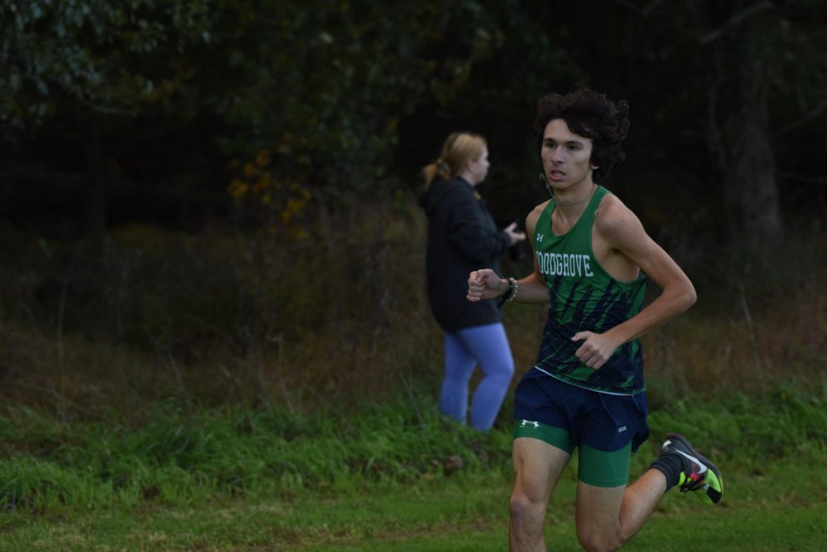 Senior James Torrible races for the finish line at the 2024 district meet. Photo provided by Victoria Summers. 