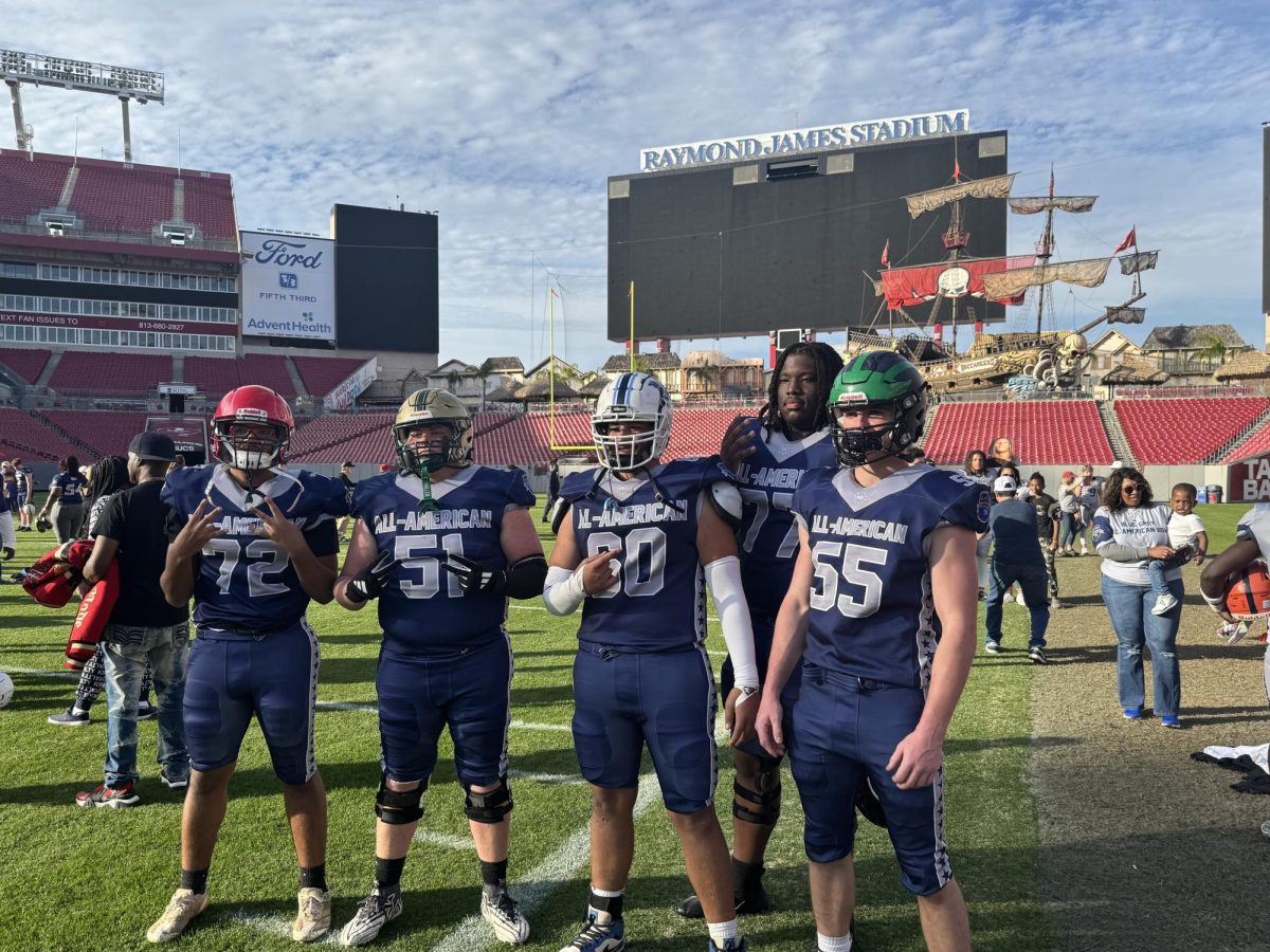 Elliott at Raymond James Stadium with his fellow All-Americans after practice. Photo provided by Denver Elliott.
